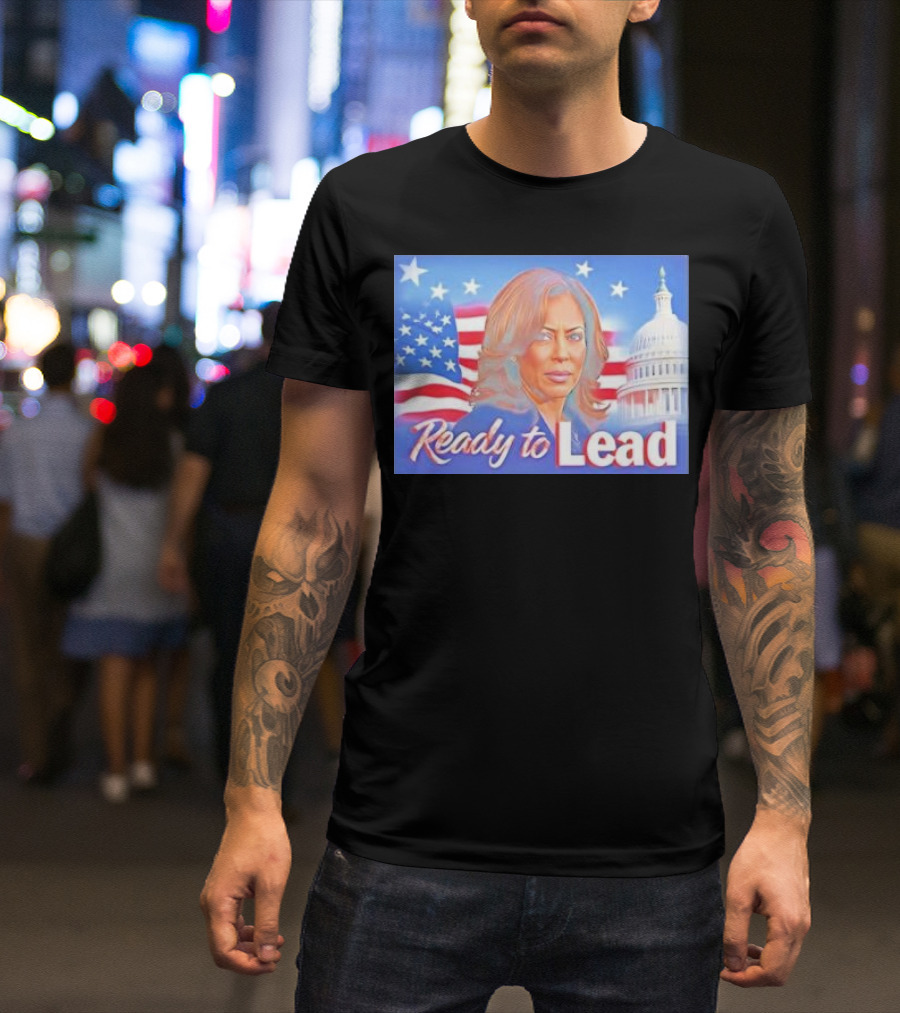 Ready To Lead Kamala Harris American Flag Capitol Building T-Shirt