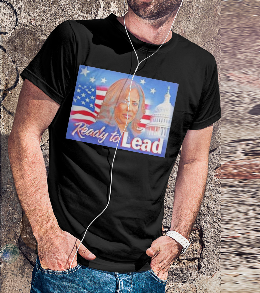 Ready To Lead Kamala Harris American Flag Capitol Building T-Shirt