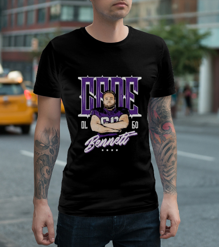 Cade Bennett OL 60 Purple Football Player T-Shirt