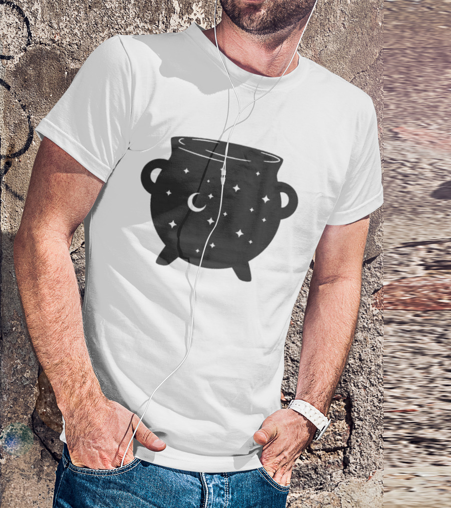 Celestial Cauldron Moon Star Cosmic Mystical Witchy Occult Vintage T-Shirt