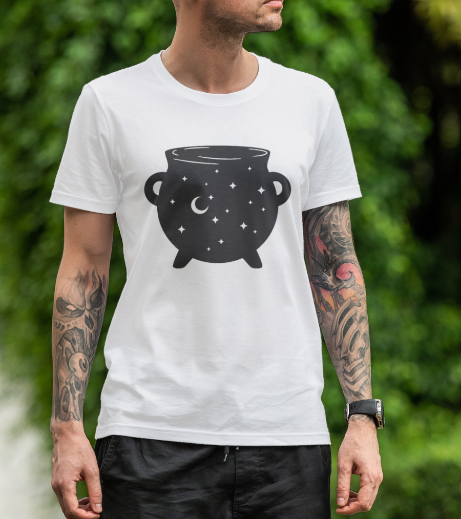 Celestial Cauldron Moon Star Cosmic Mystical Witchy Occult Vintage T-Shirt