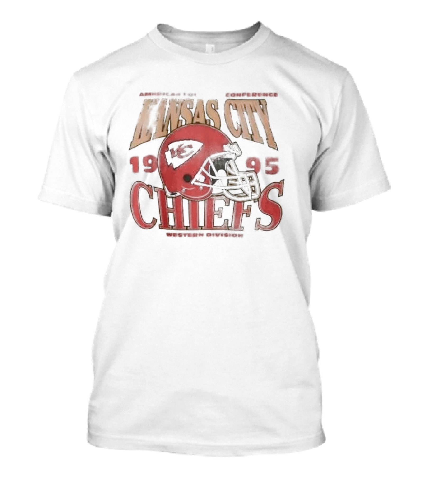Kansas City Chiefs 1995 American Football Conference Western Division Retro Helmet T-Shirt