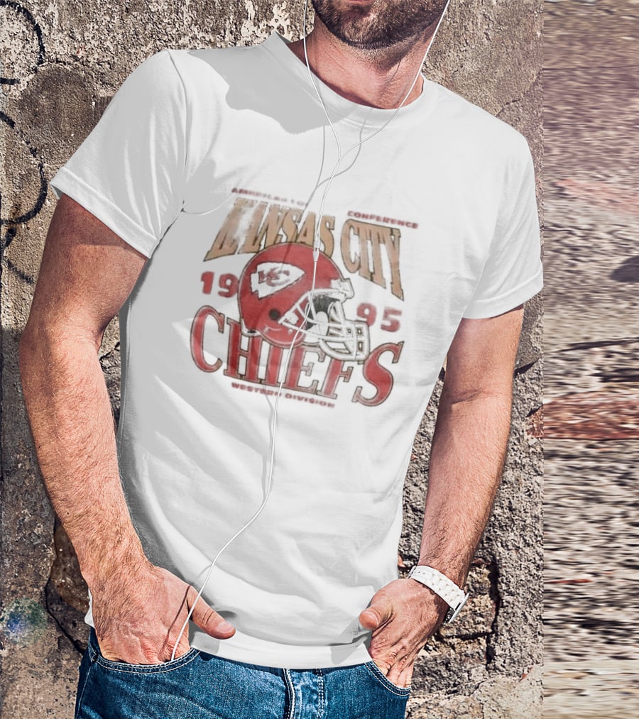 Kansas City Chiefs 1995 American Football Conference Western Division Retro Helmet T-Shirt