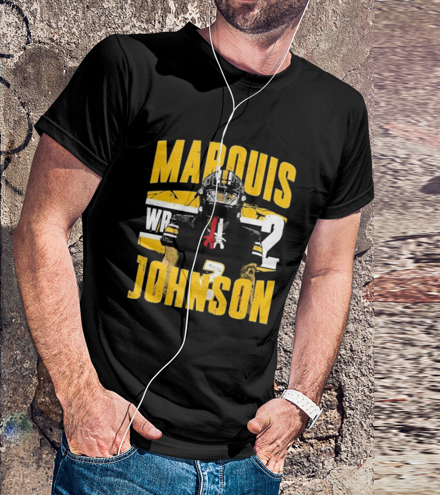 Marquis Johnson WR 2 Football Player Black And Yellow T-Shirt