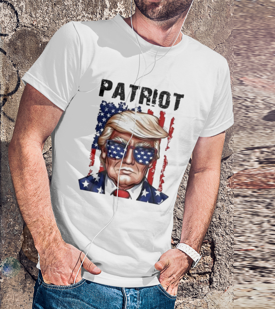 Trump 2024 Patriot American Flag Sunglasses And Suit T-Shirt