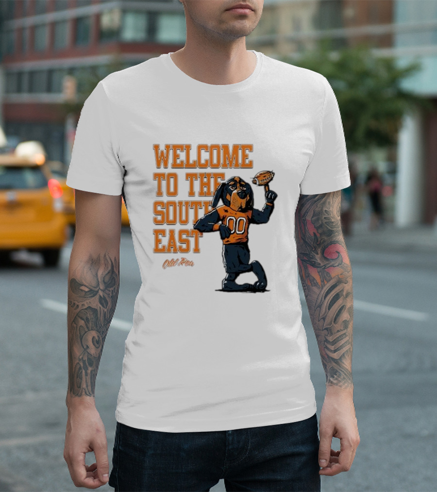 Welcome To The Southeast Old Row Tennessee Volunteers Mascot Football T-Shirt