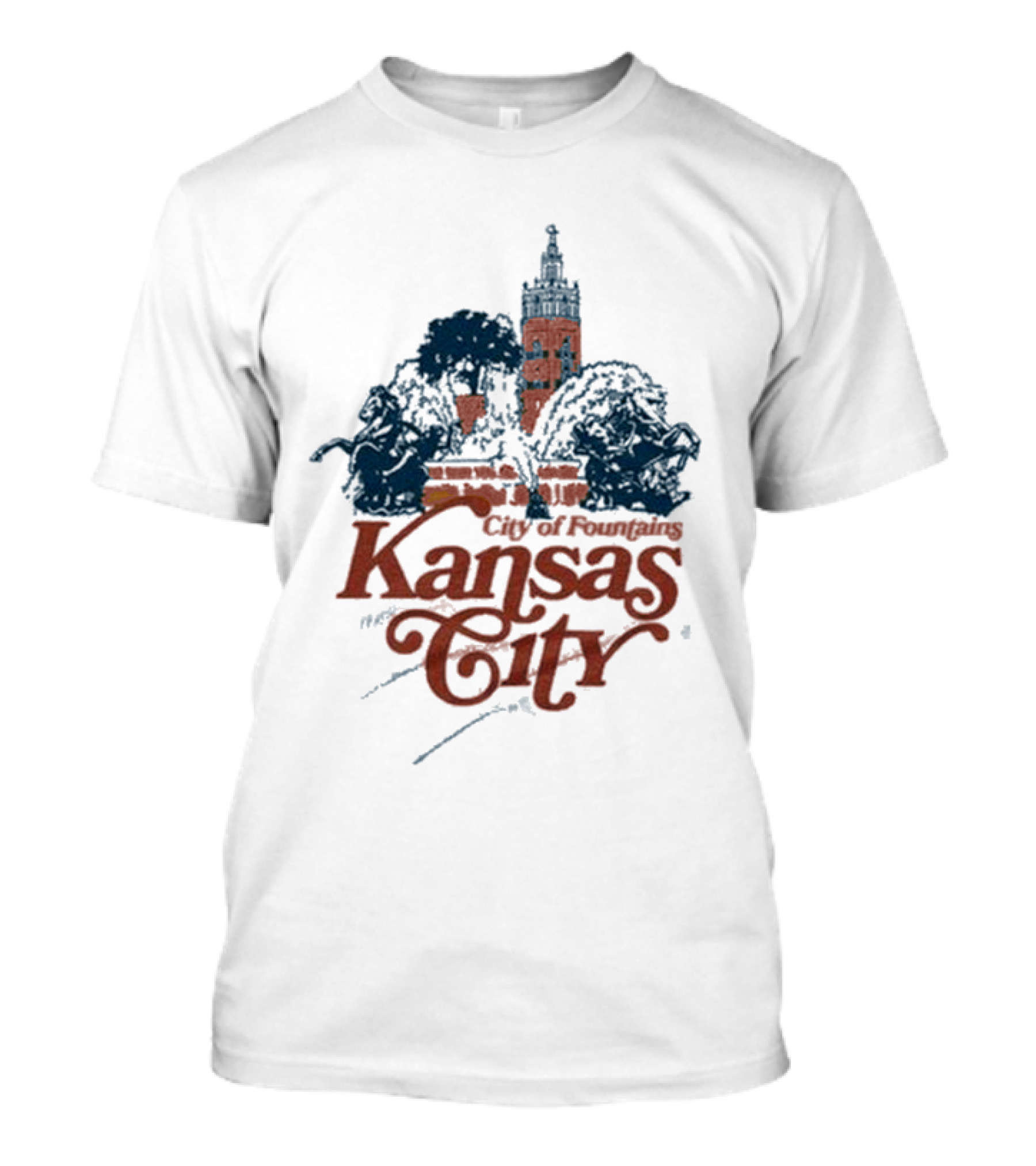 City Of Fountains Kansas City Vintage Skyline And Fountain T-Shirt