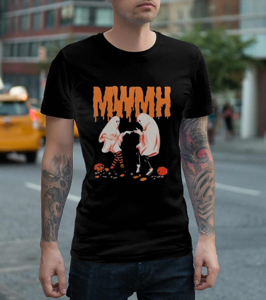 Mwmh Ghostly Dance With Pumpkins And Candy On Halloween Night T-Shirt
