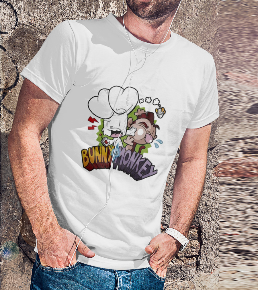 Bunny Vs Monkey Comic Showdown With Boxing Glove And Cartoon Expressions T-Shirt