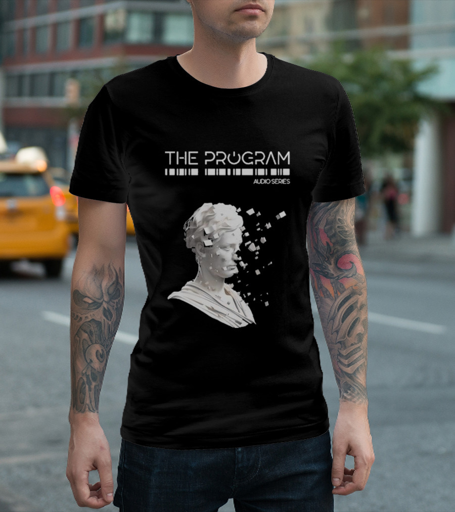 THE PROGRAM AUDIO SERIES Disintegrating Sculptural Head With Digital Fragmentation T-Shirt