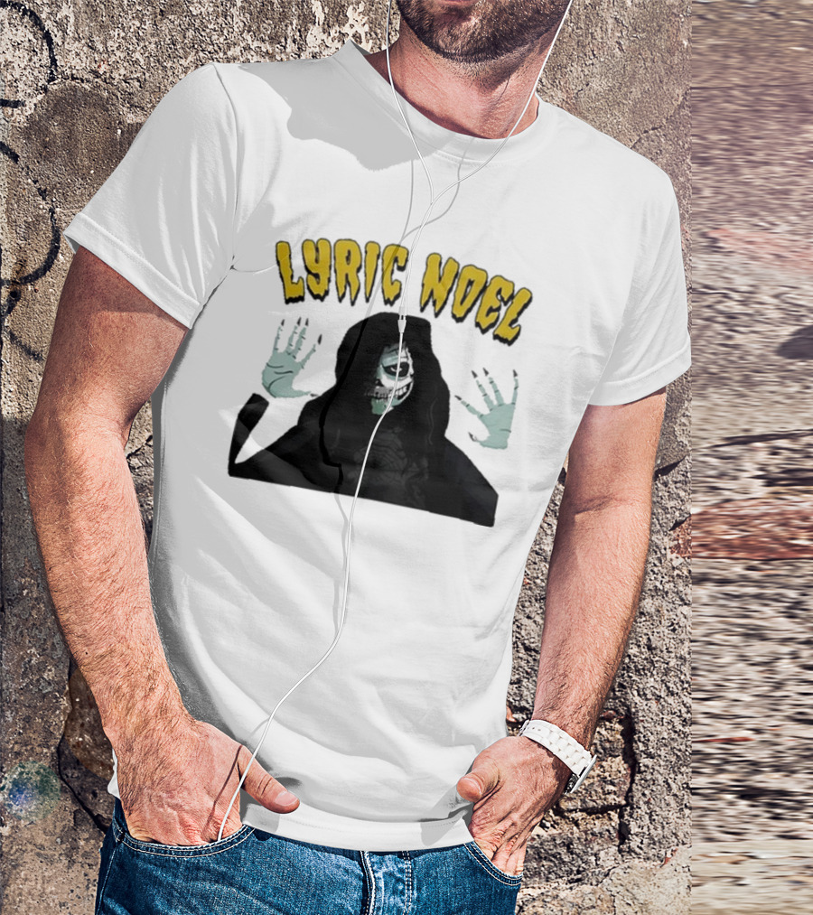 Lyric Noel Hallows Eve Ghostly Figure With Spider Web Face T-Shirt