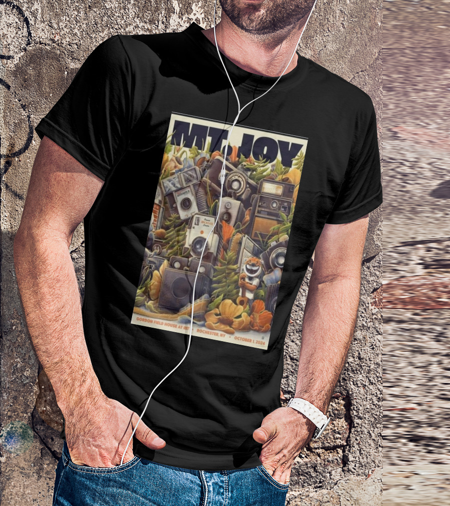 MT JOY October 1 2024 Event Rochester NY Gordon Field House Poster With Vintage Cameras And Flowers T-Shirt
