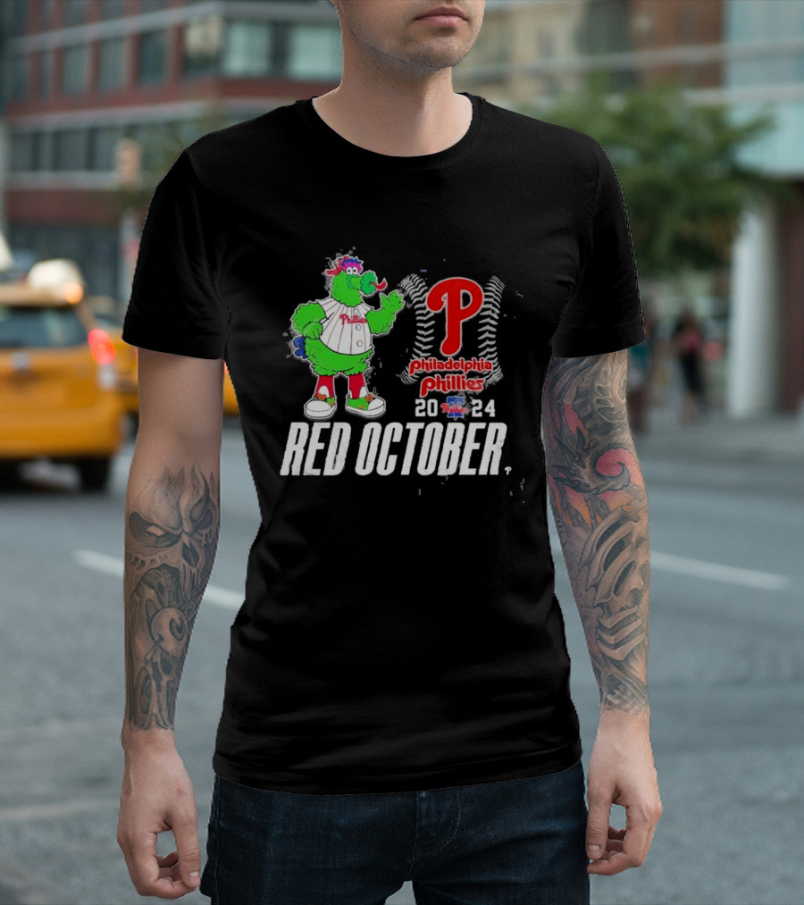 Philadelphia Phillies Red October 2024 P Mascot Fanatic T-Shirt