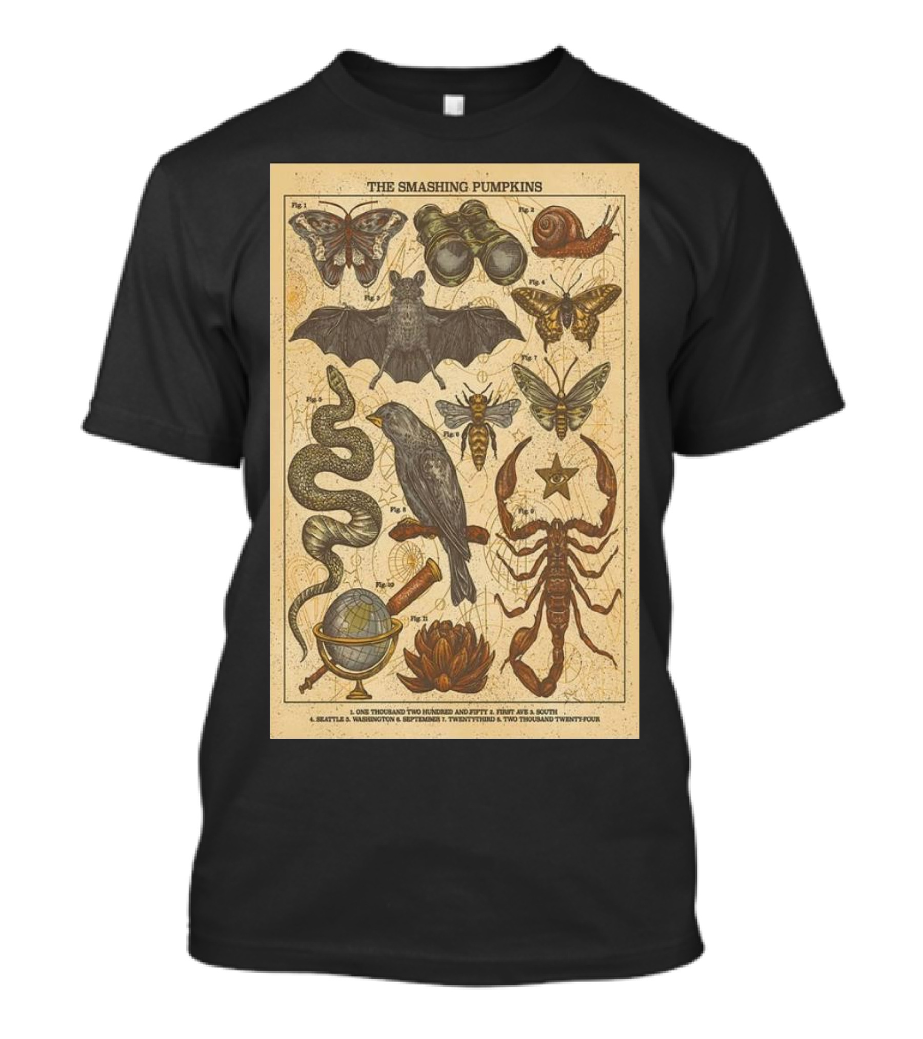 The Smashing Pumpkins Entomology And Astronomy Inspired Art In Seattle WA On September 23 2024 Concert T-Shirt