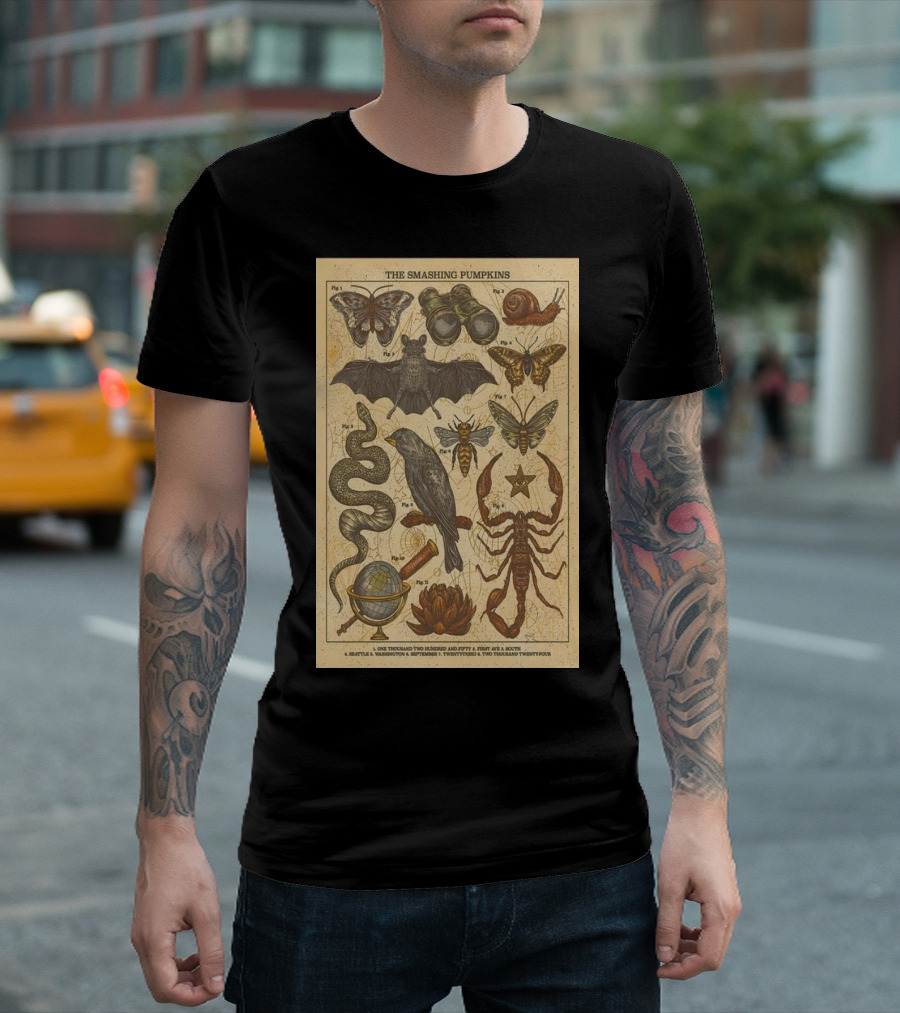 The Smashing Pumpkins Entomology And Astronomy Inspired Art In Seattle WA On September 23 2024 Concert T-Shirt