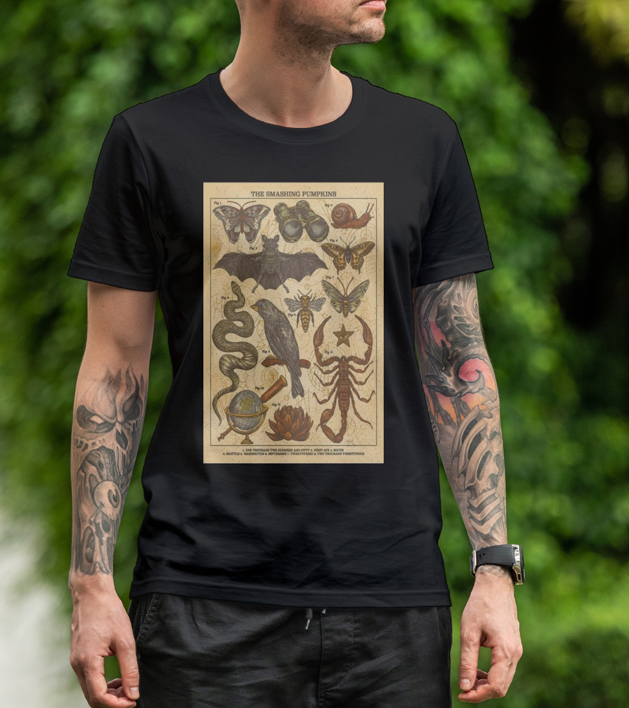 The Smashing Pumpkins Entomology And Astronomy Inspired Art In Seattle WA On September 23 2024 Concert T-Shirt