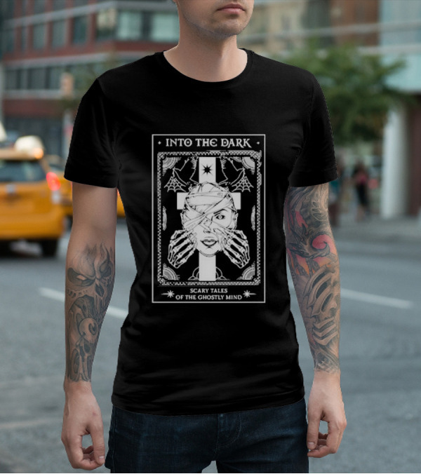Into The Dark Tarot Scary Tales Of The Ghostly Mind Cross Skeleton Wrappings Webs T-Shirt