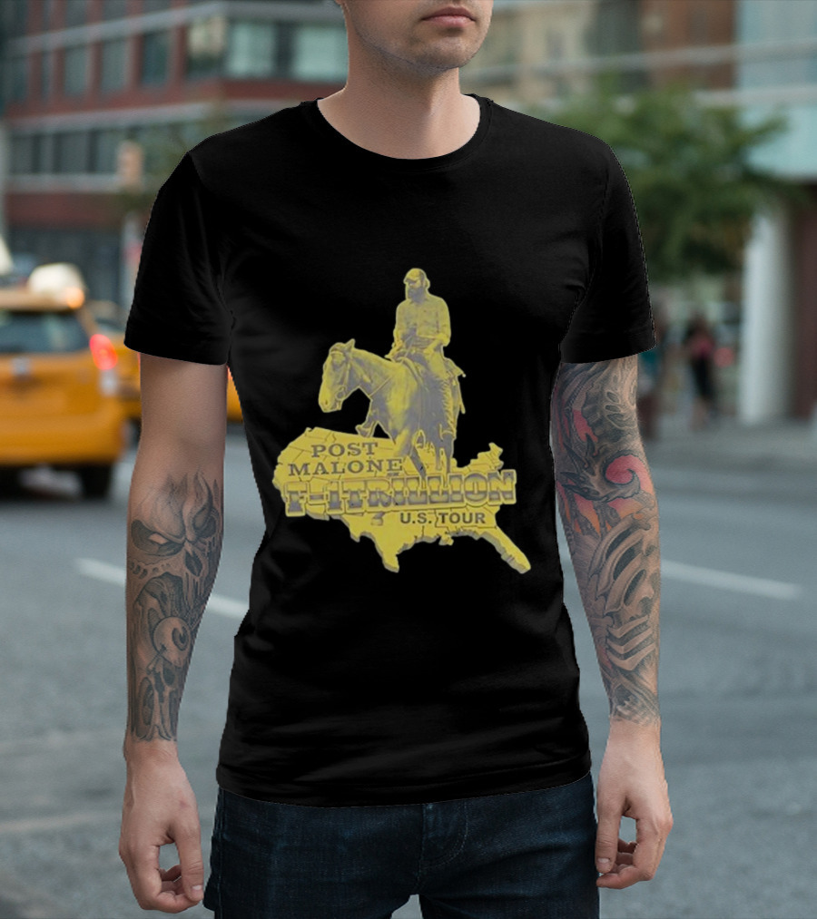 Post Malone Trillion US Tour Map Horse Rider T-Shirt