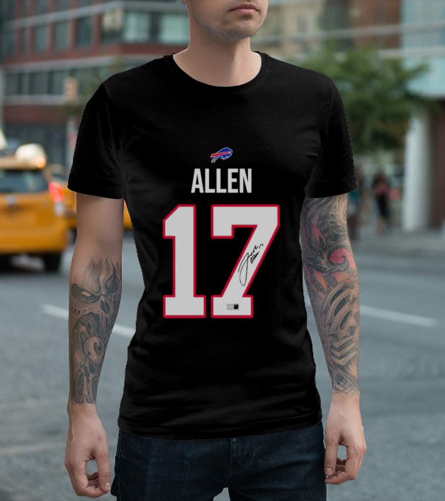 Josh Allen Buffalo Bills Number 17 Signature T-Shirt