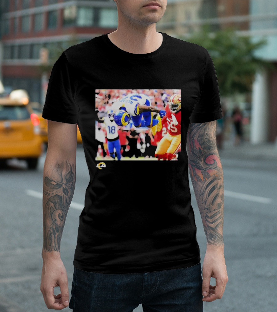 Kyren Williams Los Angeles Rams NFL Action Jump vs 49ers Week 3 T-Shirt