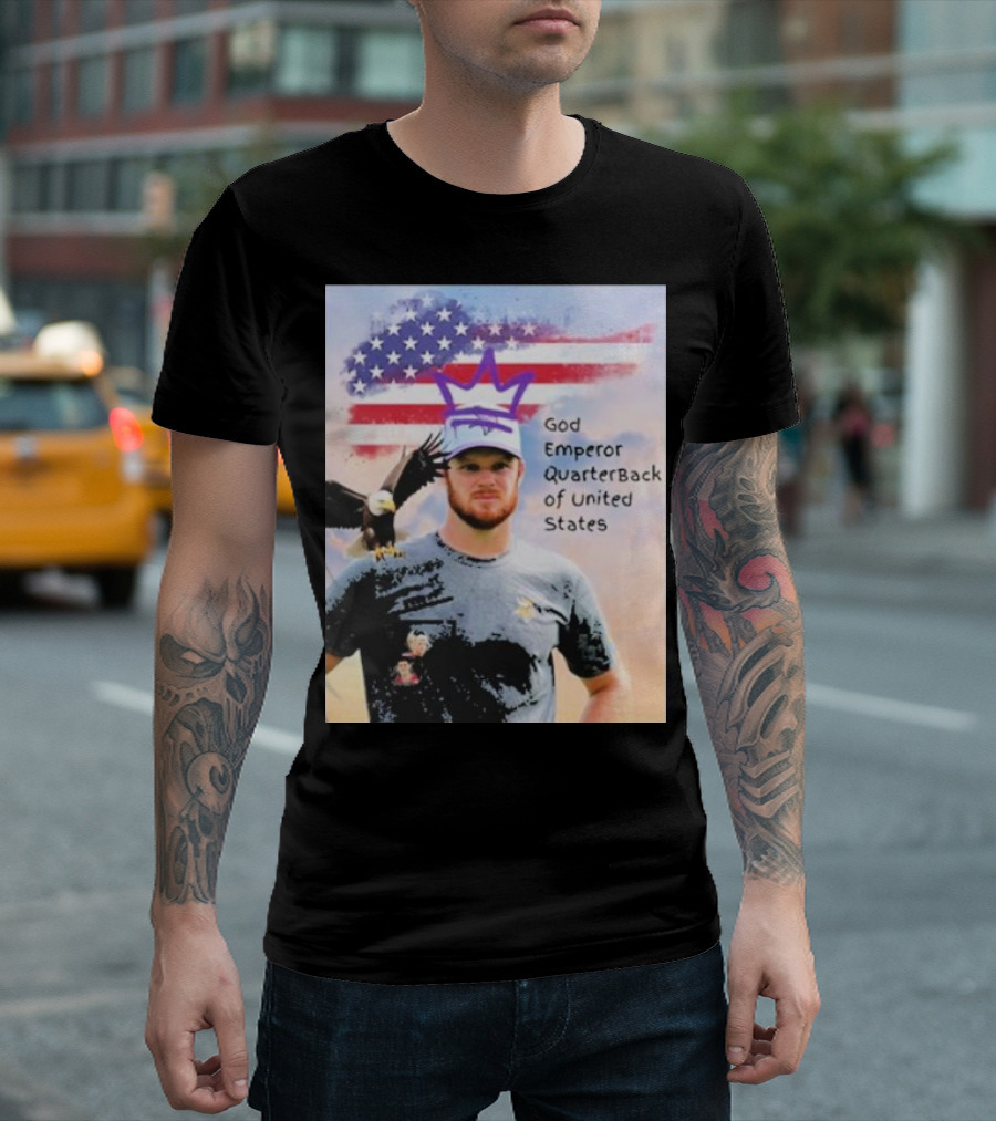God Emperor Quarterback Of United States With American Flag And Eagle T-Shirt