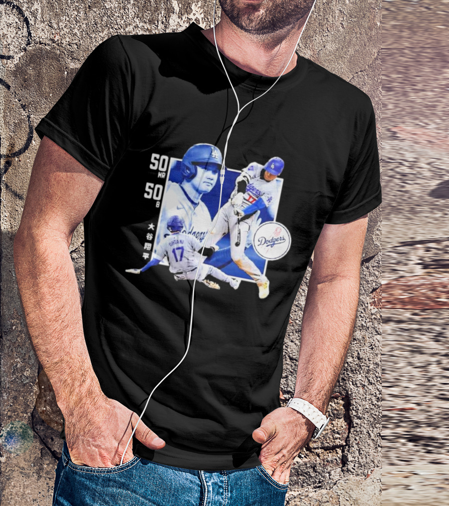 Shohei Ohtani Dodgers 50 HR 50 SB Historic Achievement T-Shirt