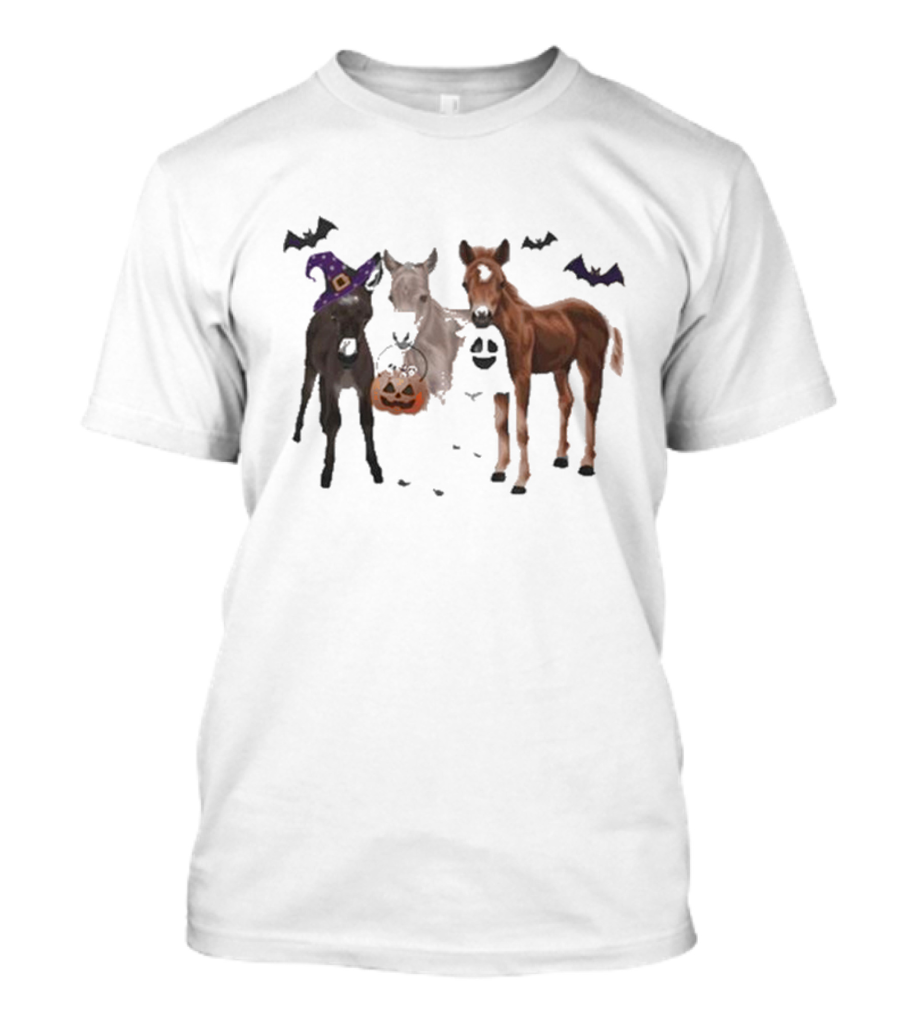 Katie Van Slyke Halloween 2024 Horses Bats Pumpkin Hat T-Shirt