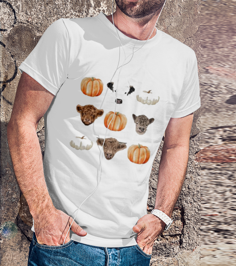 Katie Van Slyke Mini Cows Pumpkins Arrangement T-Shirt