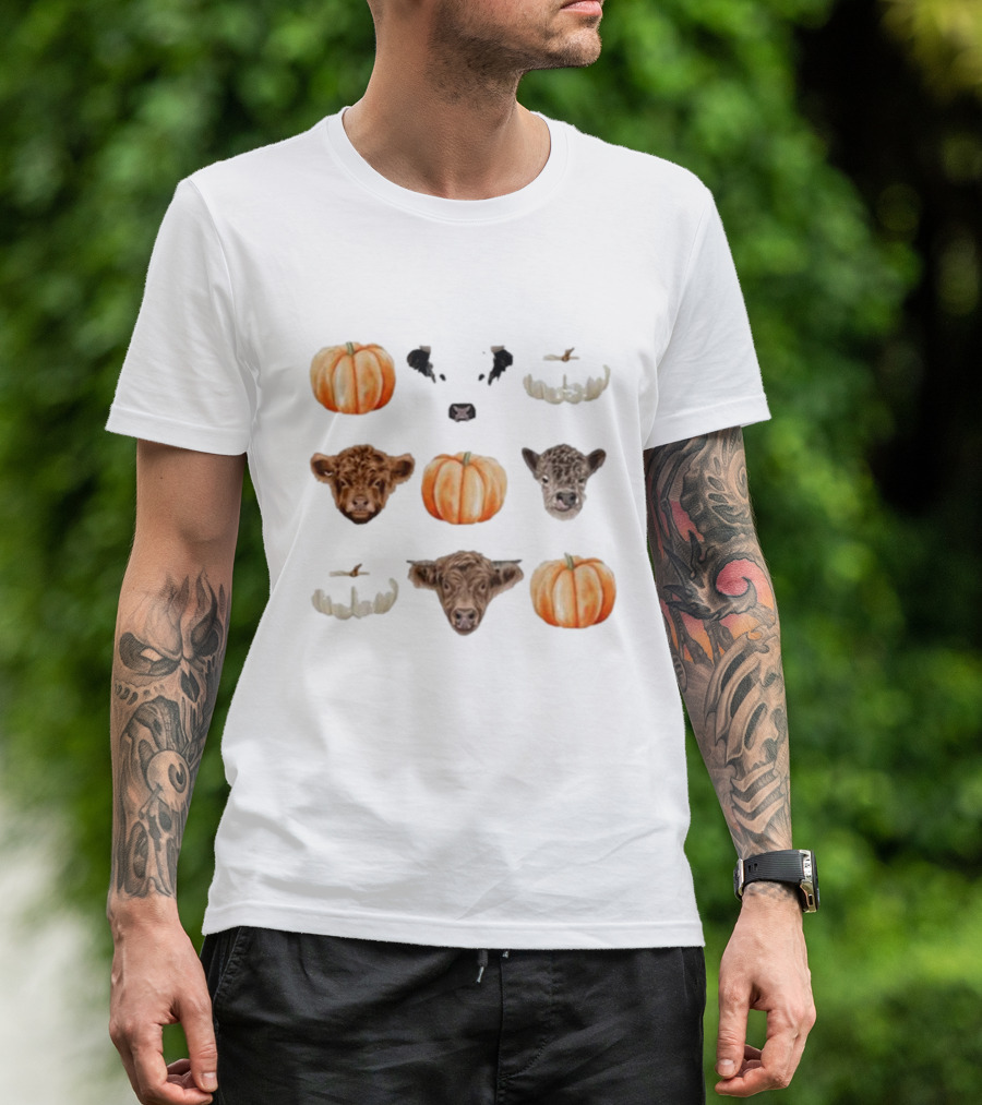 Katie Van Slyke Mini Cows Pumpkins Arrangement T-Shirt