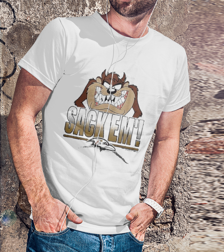 Looney Tunes Taz Sack Em Baltimore Ravens T-Shirt