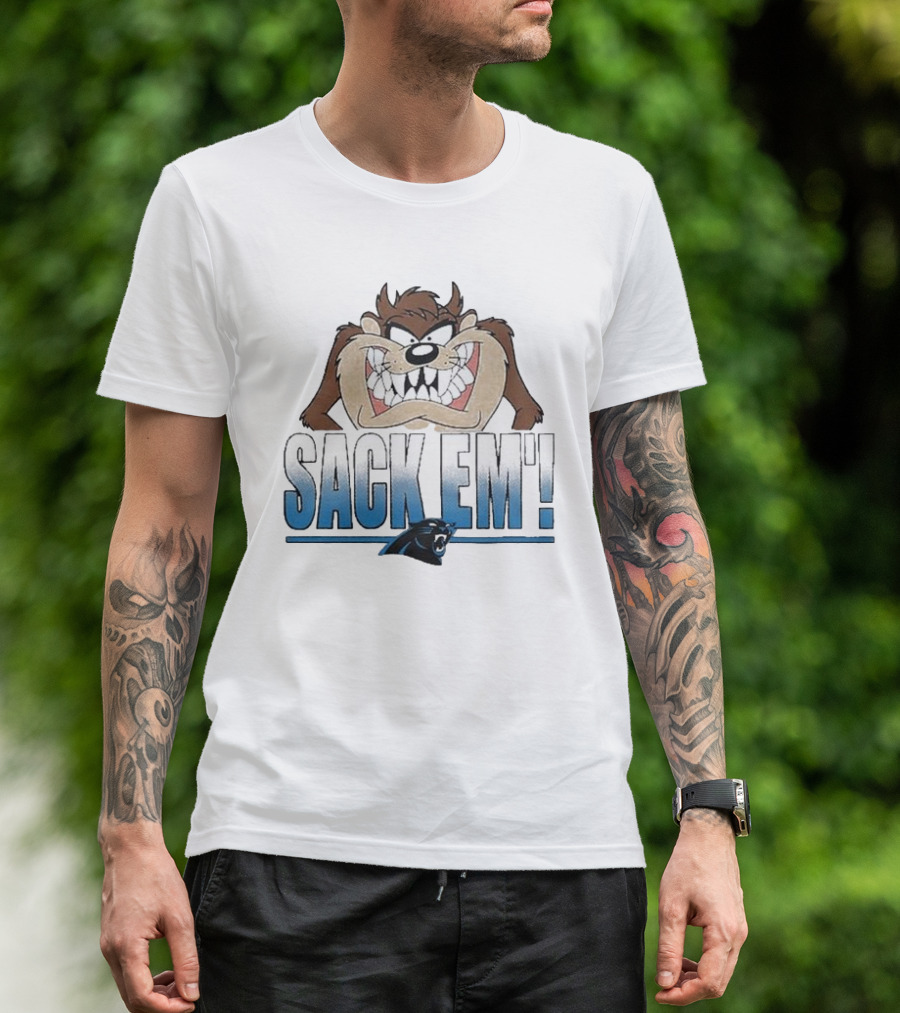 Looney Tunes Taz Sack Em’ Carolina Panthers T-Shirt