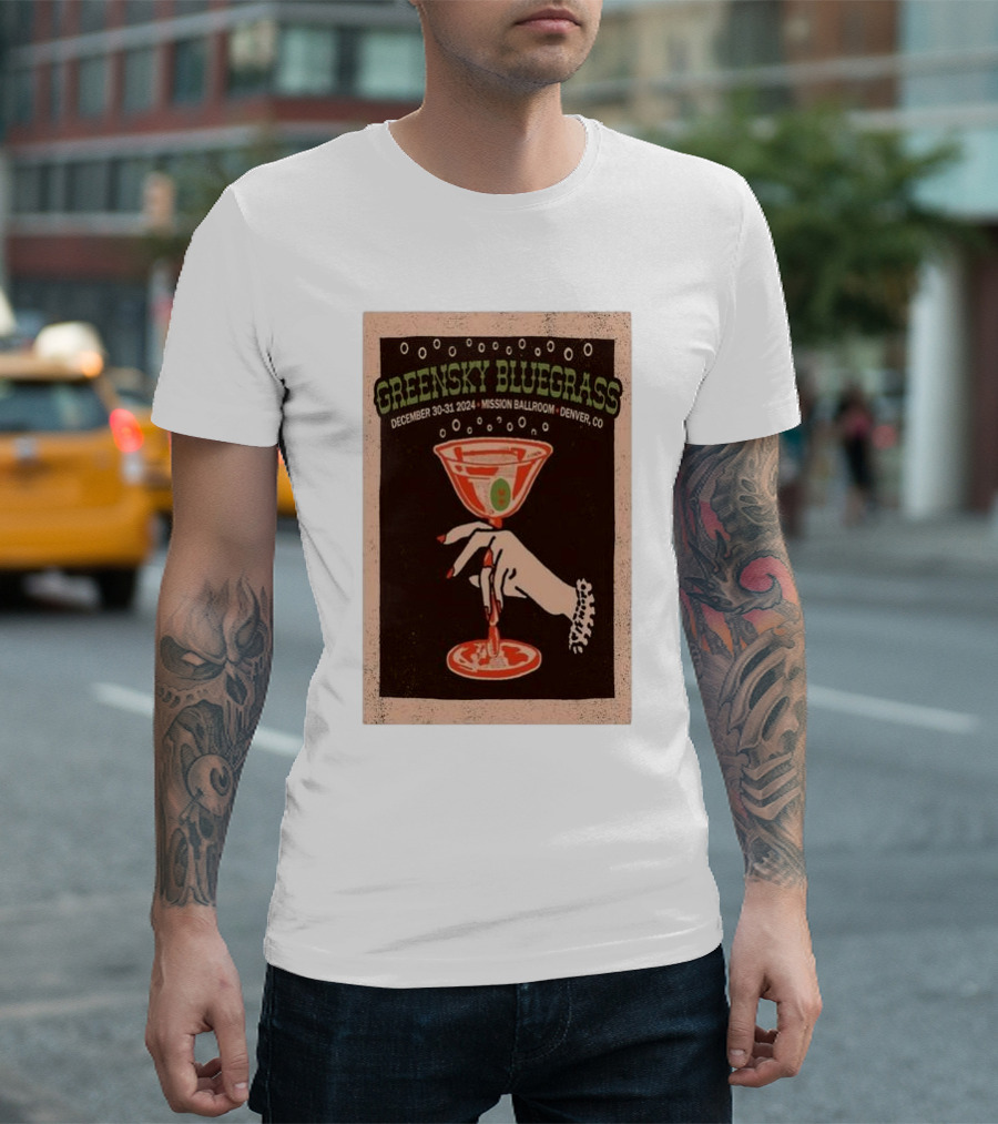 Greensky Bluegrass December 30-31 2024 Mission Ballroom Denver CO Martini Hand T-Shirt