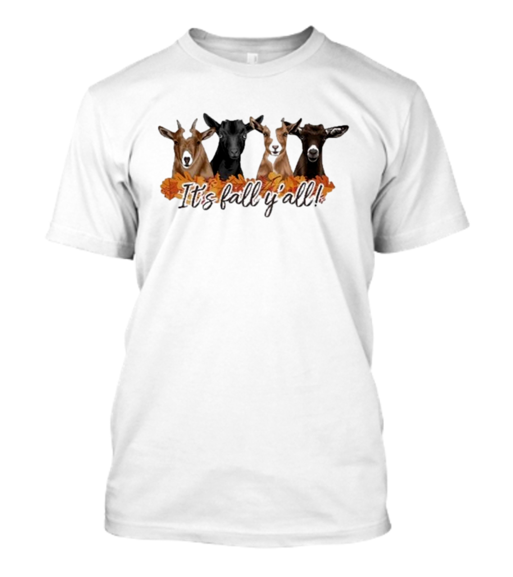 Katie Van Slyke It's Fall Y'all With Goats And Autumn Leaves T-Shirt