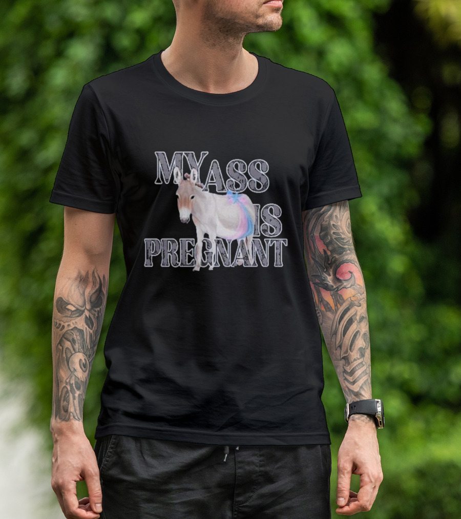 My Ass Is Pregnant Donkey Illustration With Text T-Shirt
