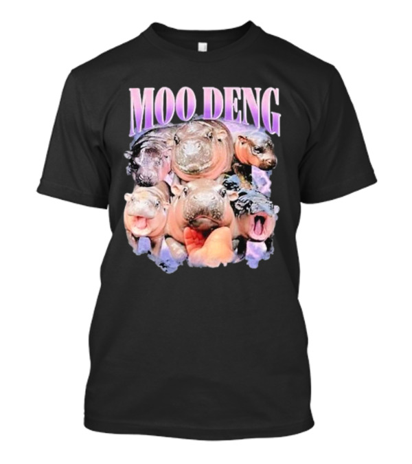 Moo Deng Baby Pygmy Hippo Cute Zoo Family Faces T-Shirt