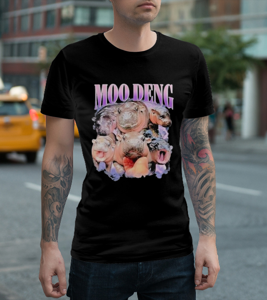 Moo Deng Baby Pygmy Hippo Cute Zoo Family Faces T-Shirt