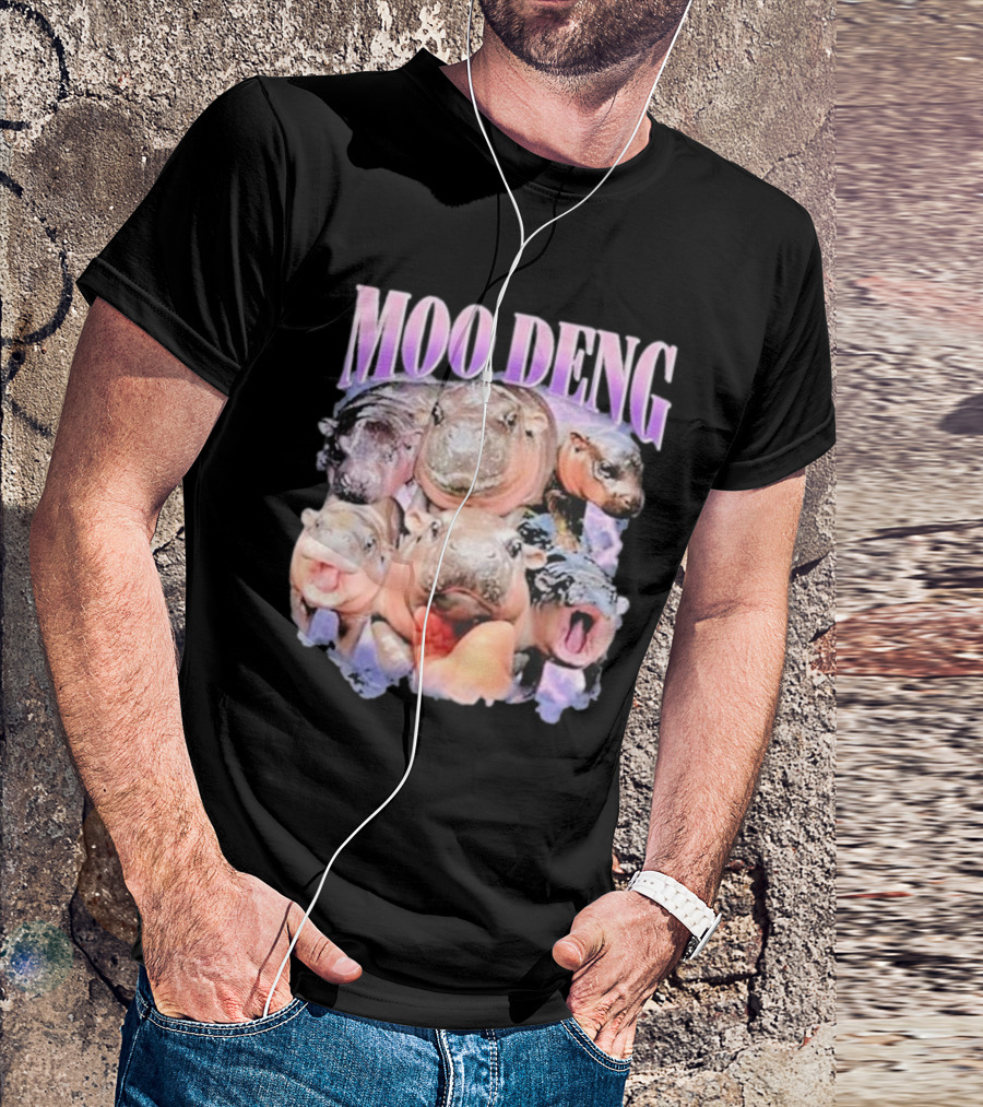 Moo Deng Baby Pygmy Hippo Cute Zoo Family Faces T-Shirt