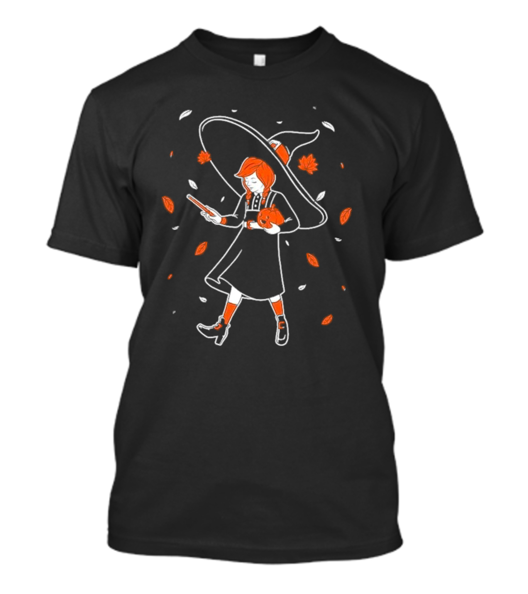 Salt Witch Girl Magic Autumn Leaves Halloween T-Shirt