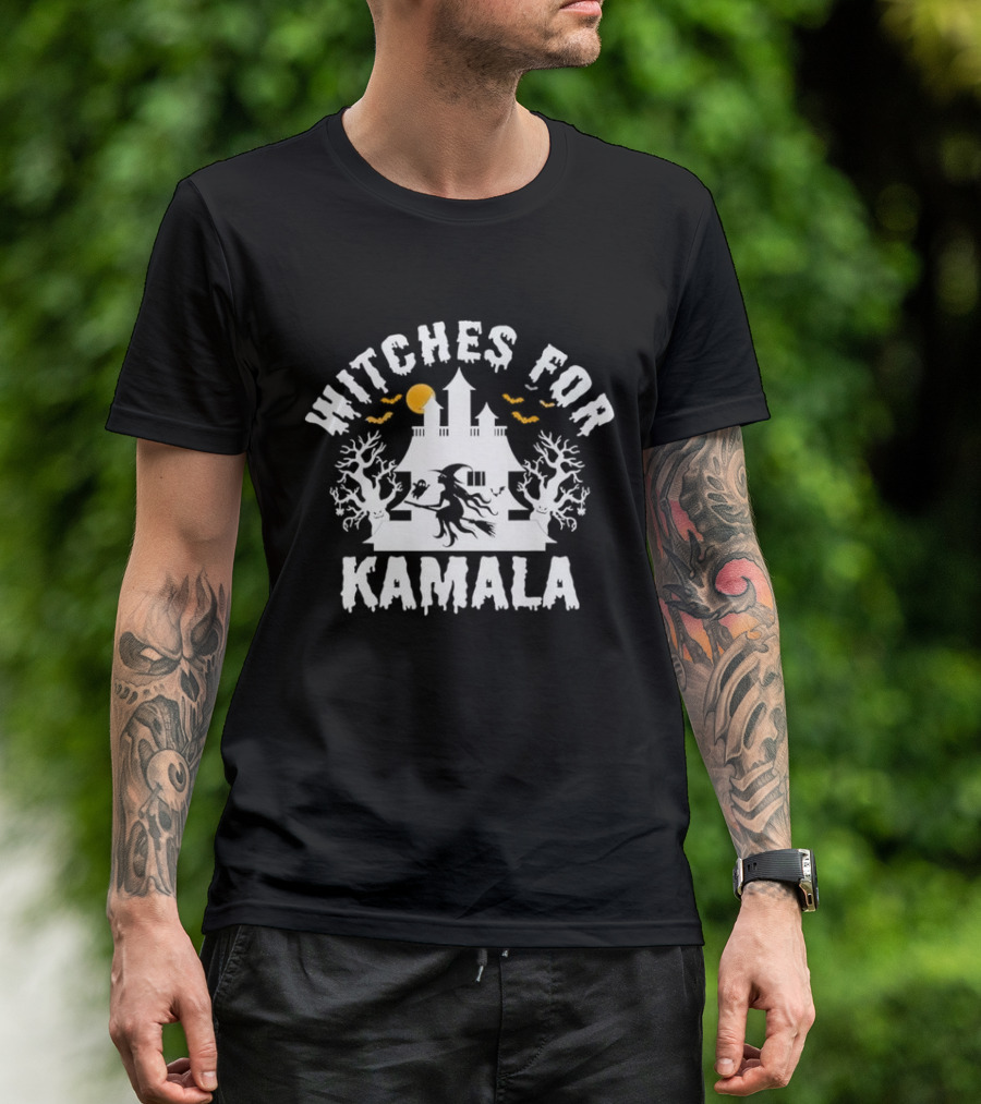 Witches For Kamala Halloween Haunted House Bats Moon T-Shirt