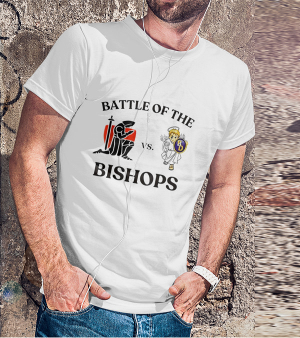 Battle Of The Bishops Vs. Black Knight And Angel Holding Shield T-Shirt