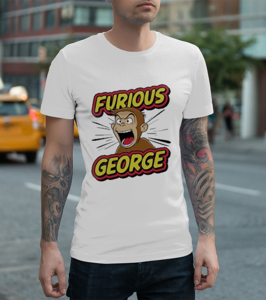Furious George Monkey Shouting With Bold Comic T-Shirt