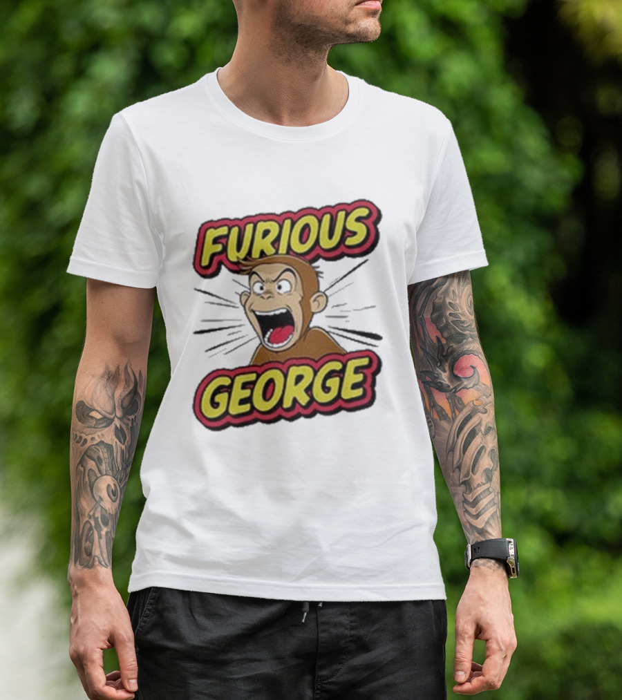 Furious George Monkey Shouting With Bold Comic T-Shirt