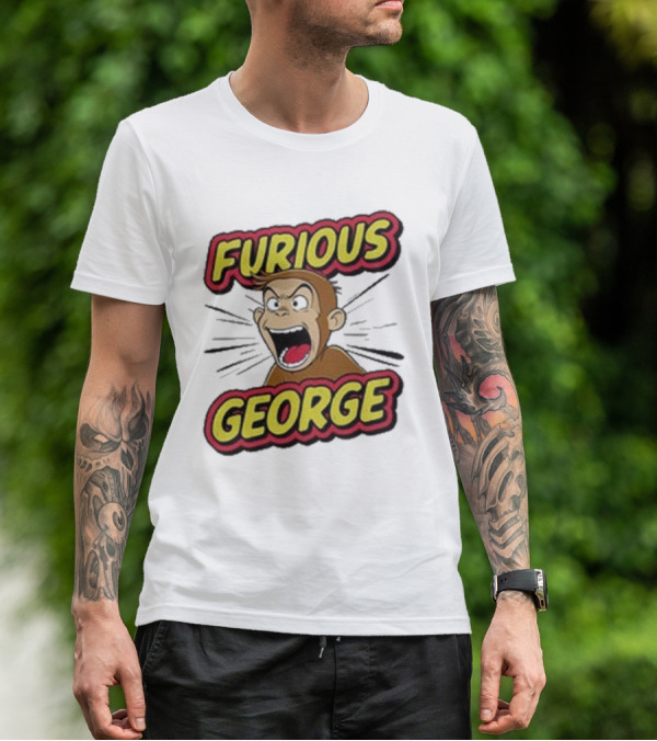 Furious George Monkey Shouting With Bold Comic T-Shirt