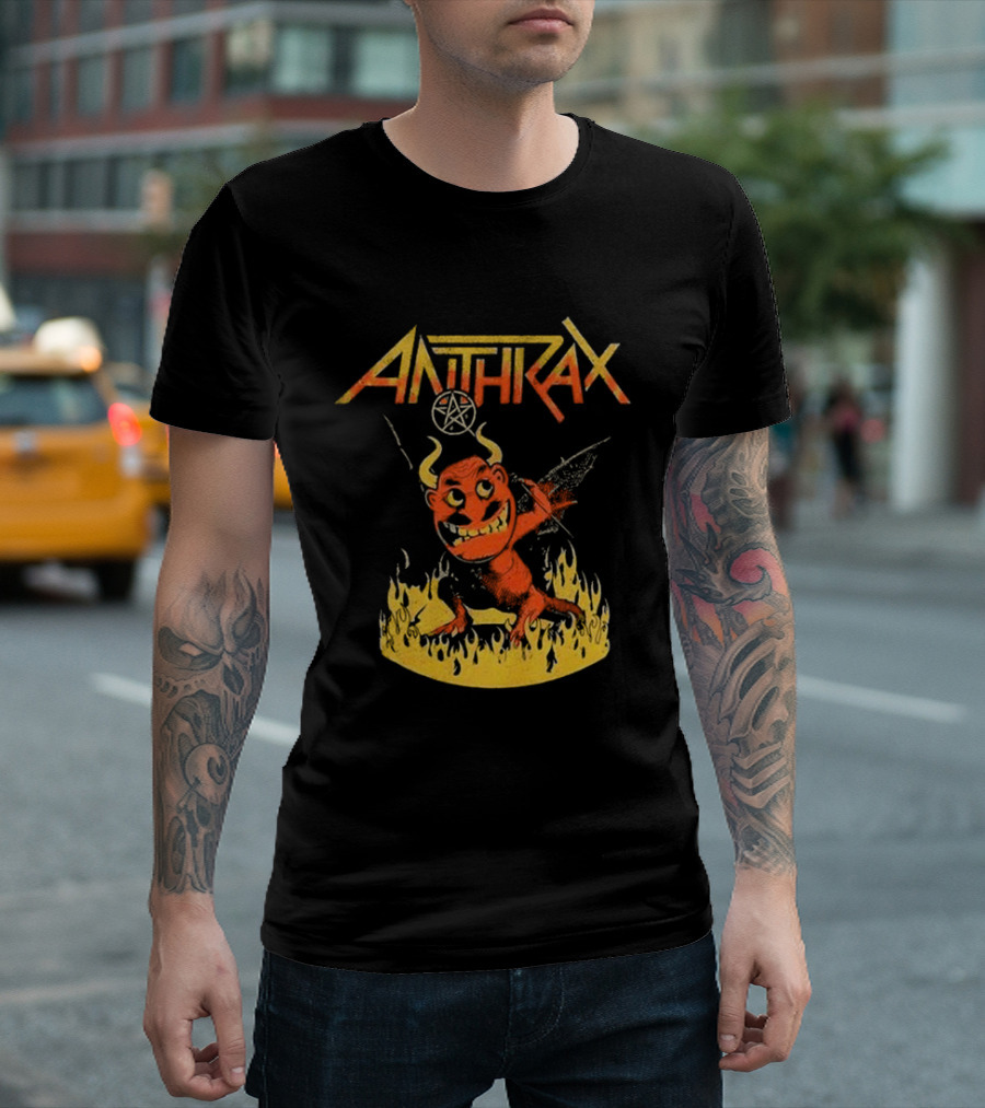 Anthrax Devil with Guitar in Flames T-Shirt