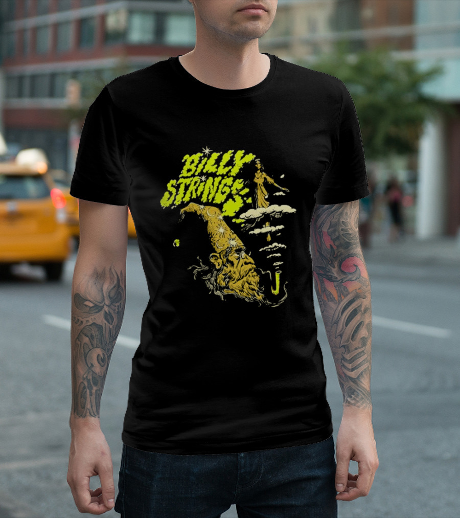 BILLY STRINGS Green Wizard Head Cloud Woman Fantasy Image T-Shirt