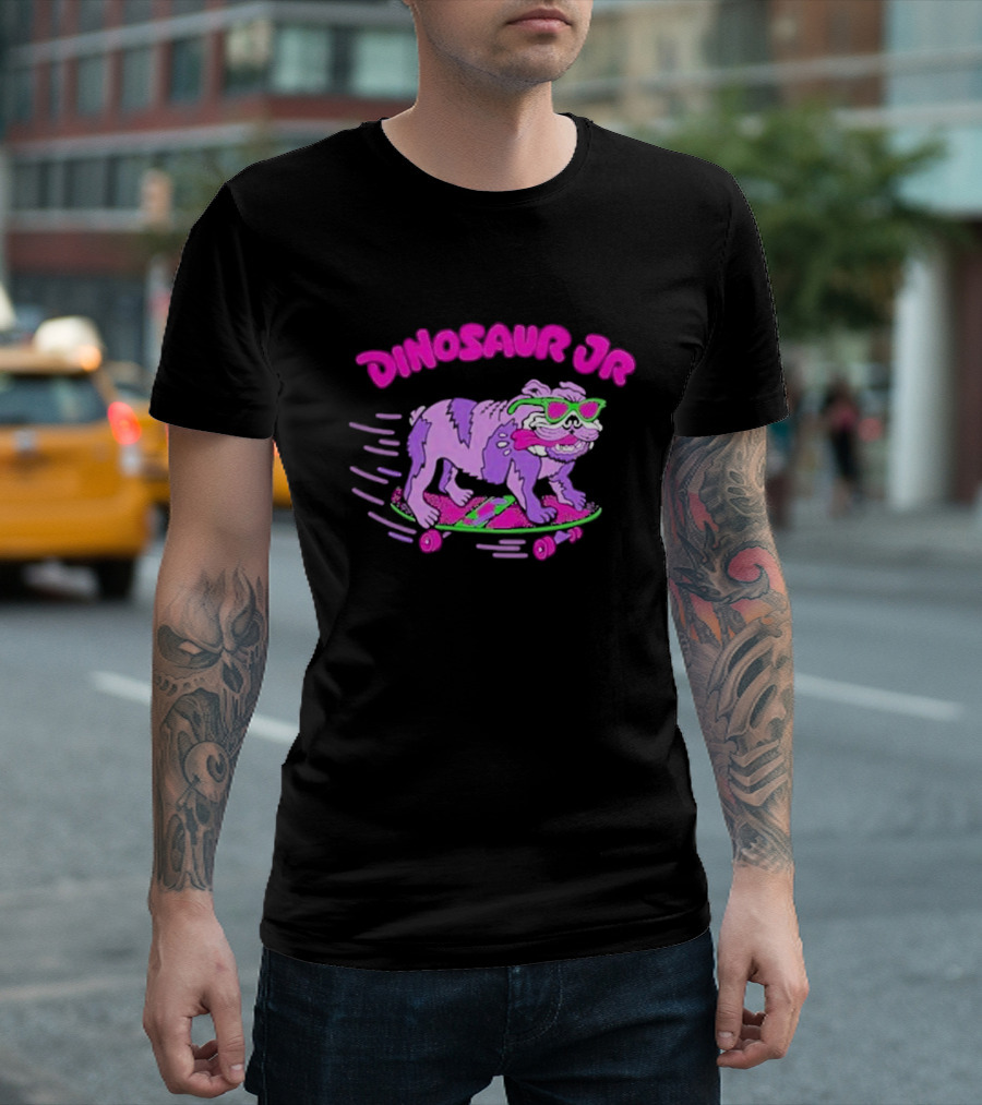 Dinosaur Jr Skateboard Bulldog Neon T-Shirt