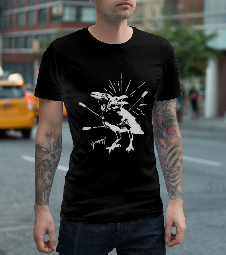 Impoppy Coward Birds Two-Headed Raven With Arrows T-Shirt
