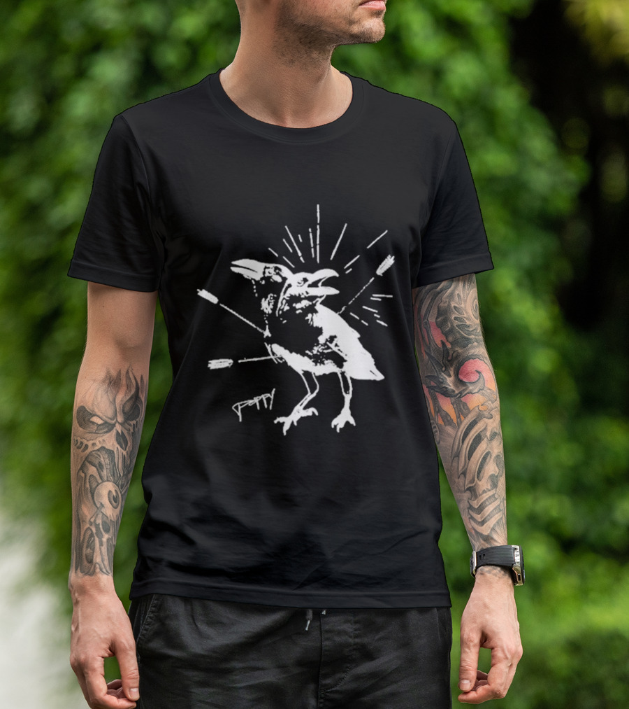 Impoppy Coward Birds Two-Headed Raven With Arrows T-Shirt