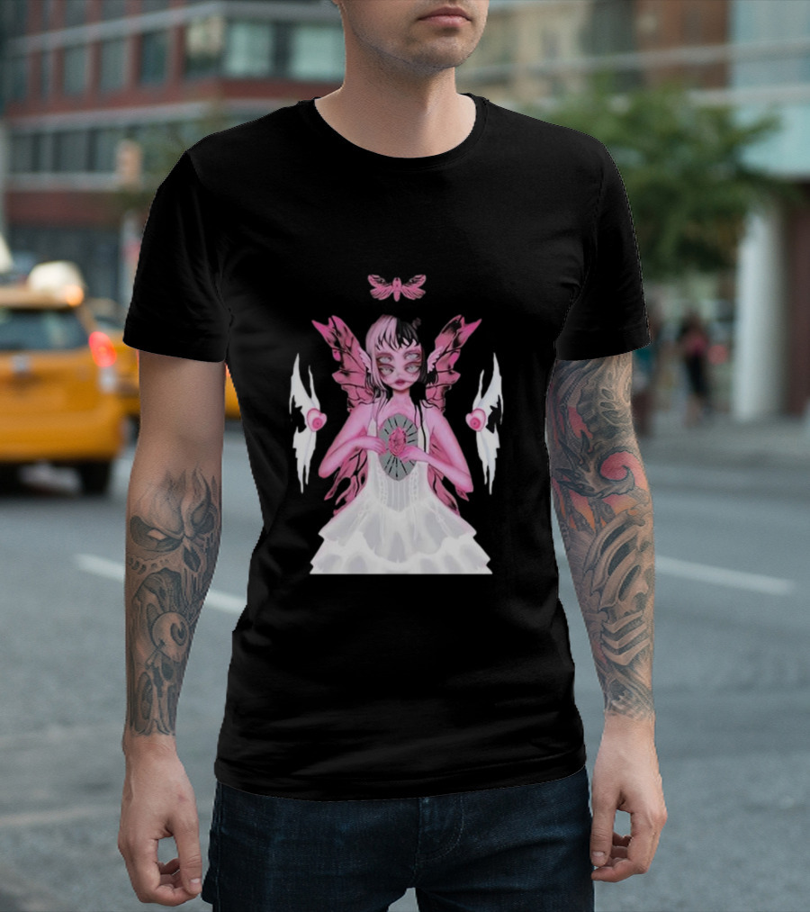 Melanie Martinez Portals Heart Pink Winged Character with Moth and Eyes T-Shirt