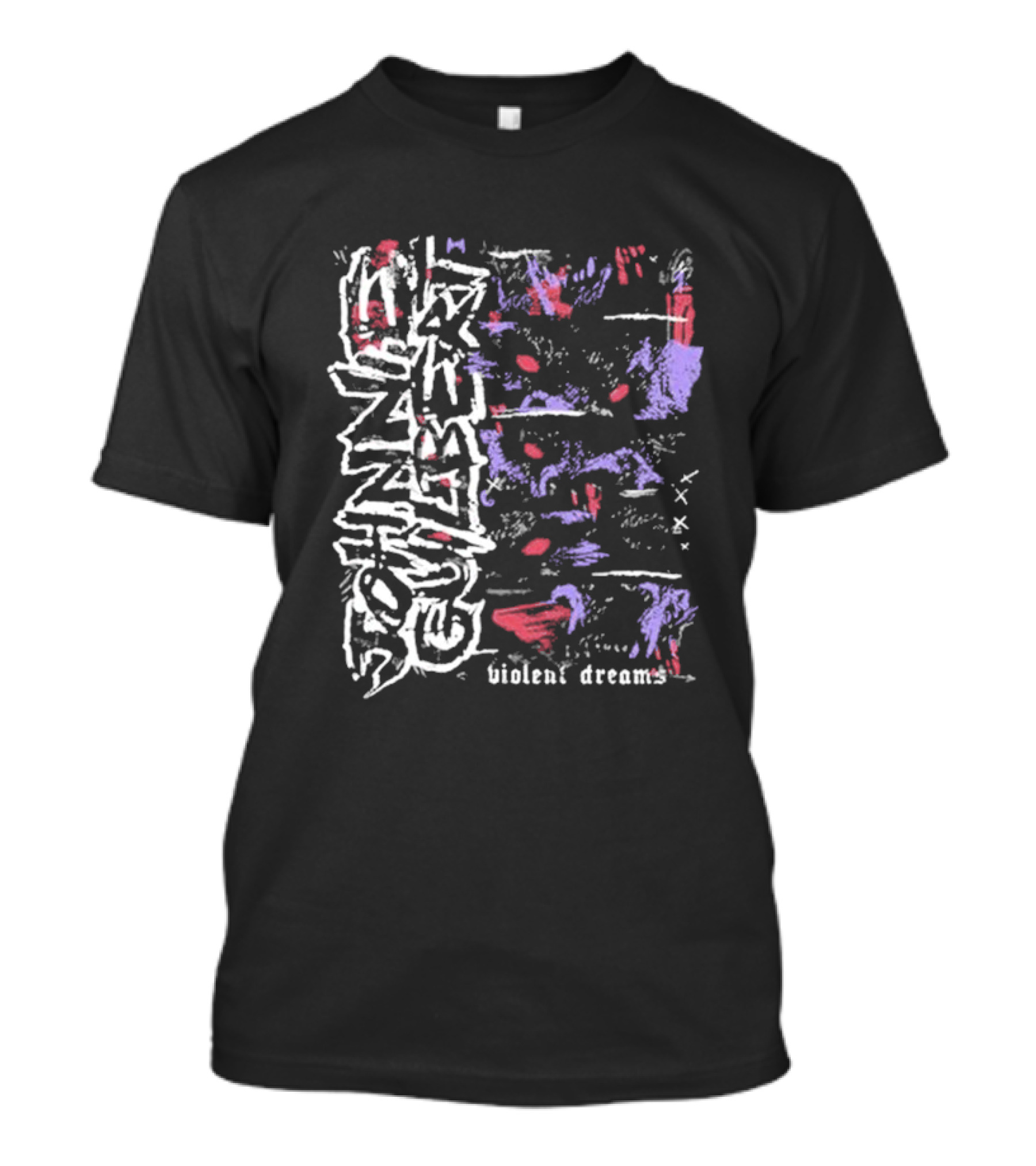 Violent Dreams Abstract Wolf Red Blue T-Shirt
